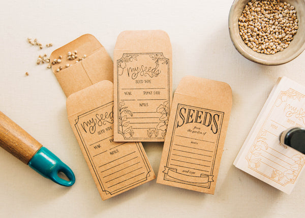 Seed Packet Rubber Stamp with Banner