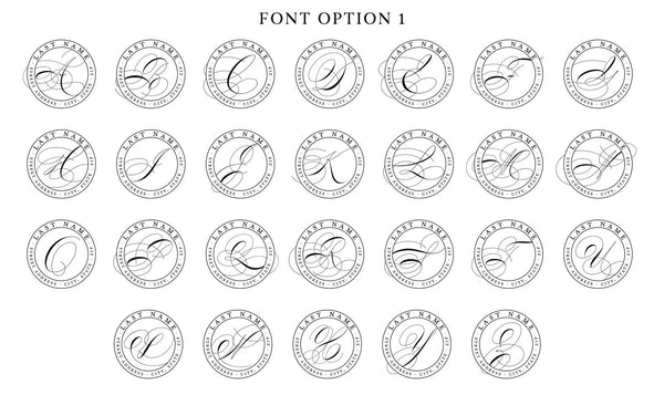 Calligraphy Initial Round Return Address Stamp