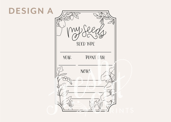 Seed Packet Rubber Stamp with Drawing