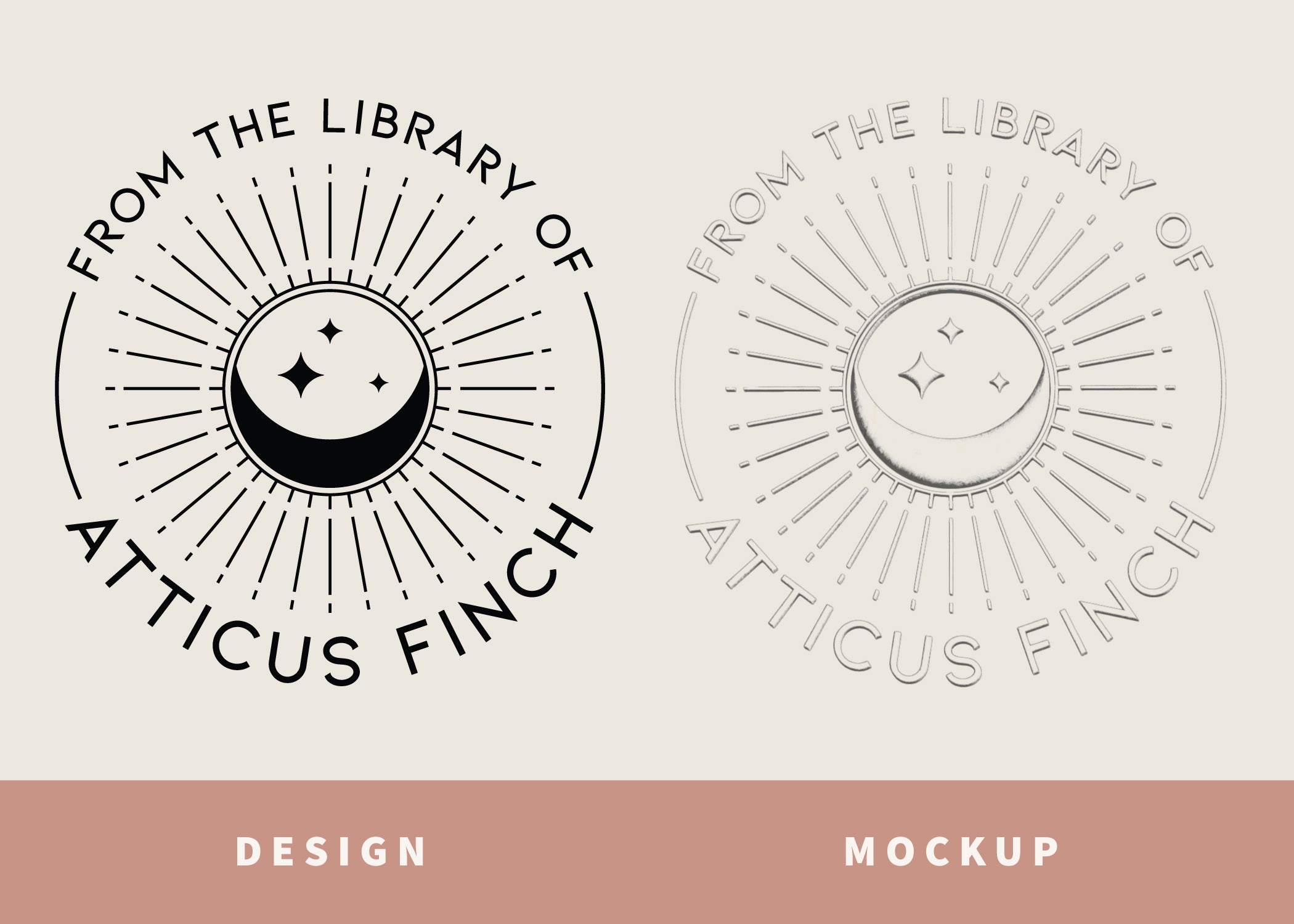 Sun and Crescent Moon Library Book Plate Embosser – Fresh Cut Prints