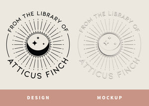 Sun and Crescent Moon Library Book Plate Embosser