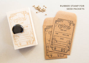 Seed Packet Rubber Stamp with Drawing