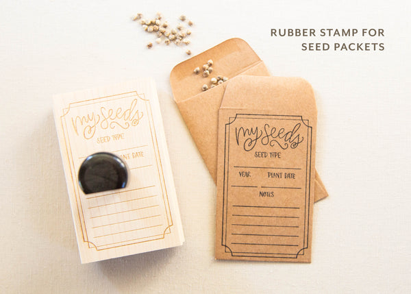 Hand Lettered Seed Packet Rubber Stamp