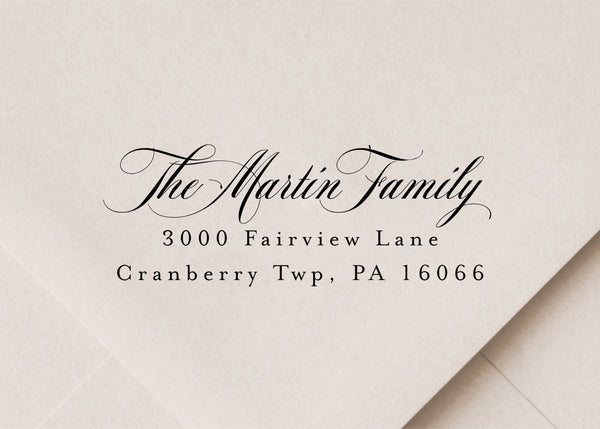 Formal Calligraphy Return Address Stamp