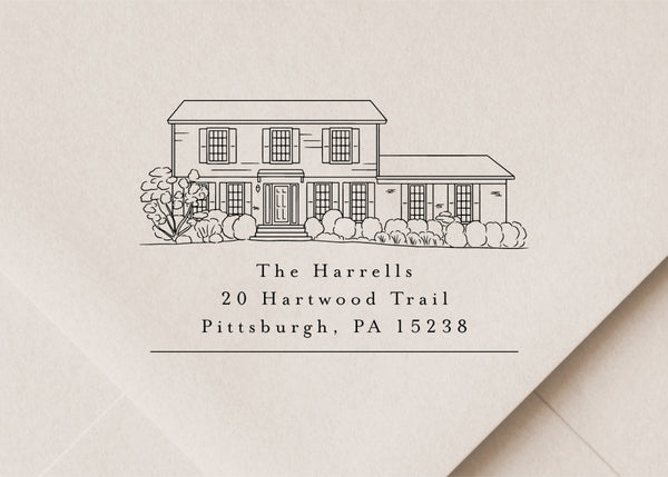 House Portrait Address Stamp