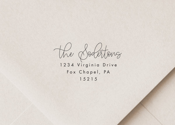 Cursive Stacked Return Address Stamp