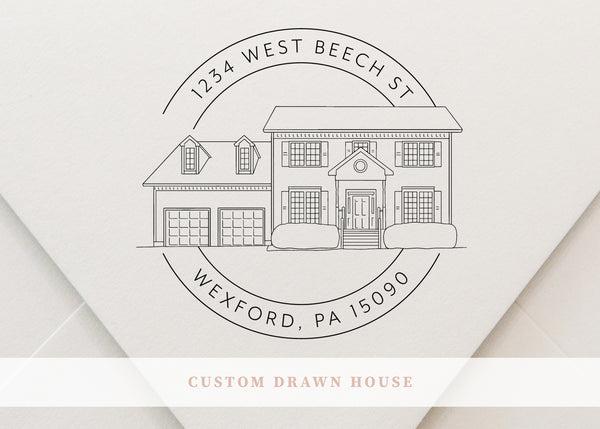 Round House Portrait Address Stamp