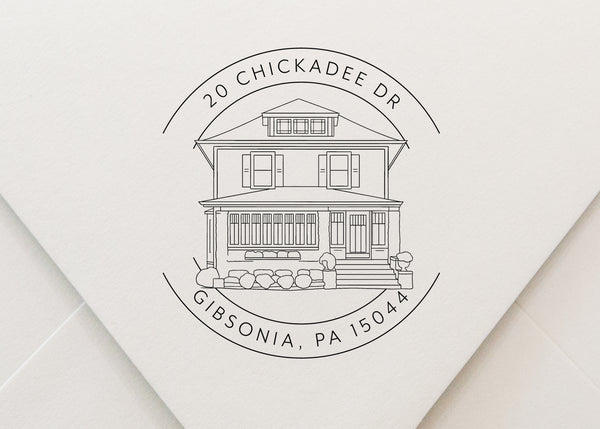 Round House Portrait Address Stamp