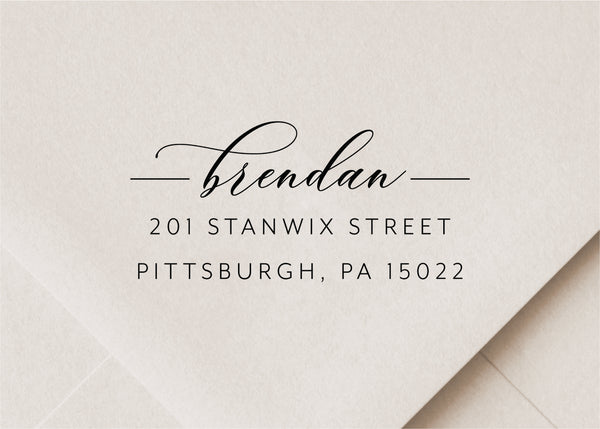 Calligraphy with Line Return Address Stamp