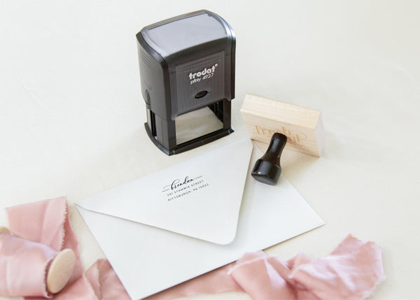 Calligraphy with Line Return Address Stamp