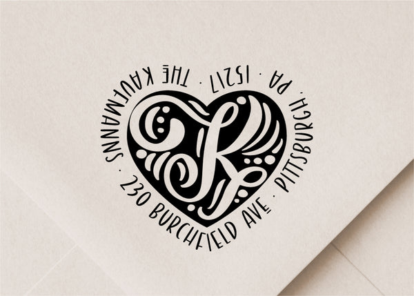 Heart Monogram Return Address Stamp