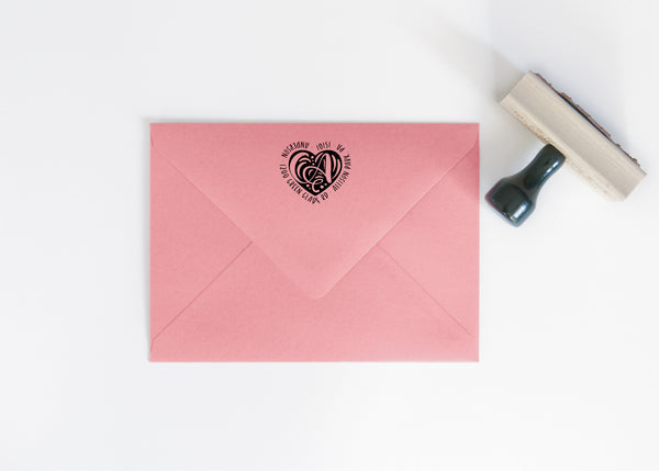 Heart Monogram Return Address Stamp