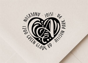 Heart Monogram Return Address Stamp