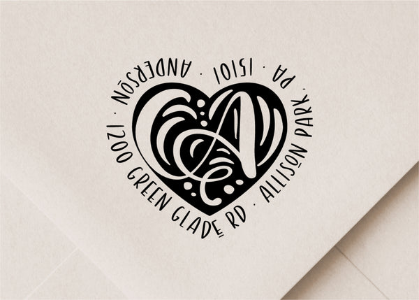 Heart Monogram Return Address Stamp