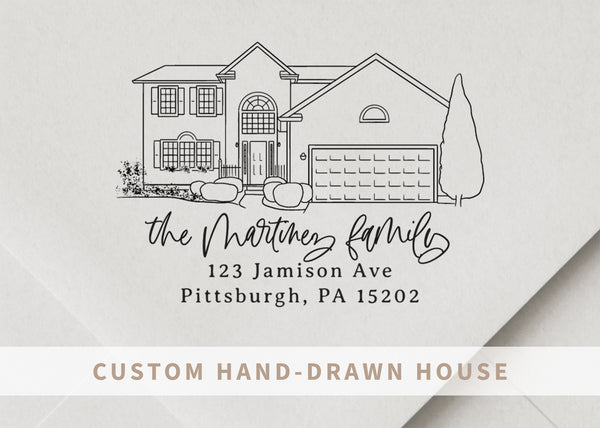 Calligraphy House Portrait Address Stamp