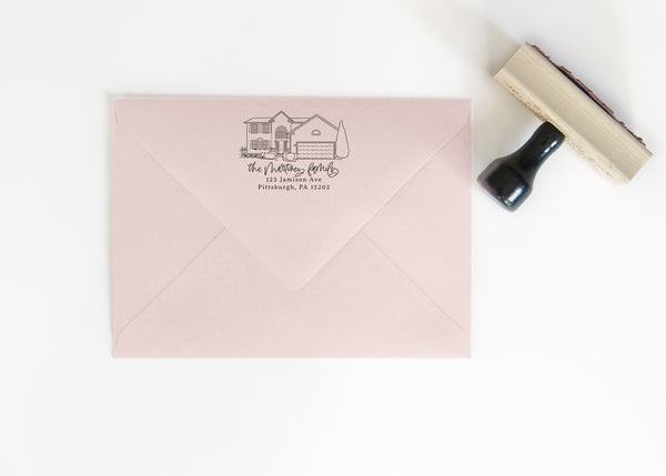 Calligraphy House Portrait Address Stamp