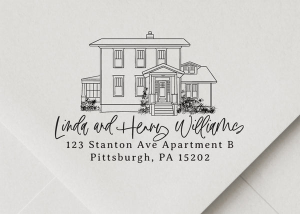 Calligraphy House Portrait Address Stamp