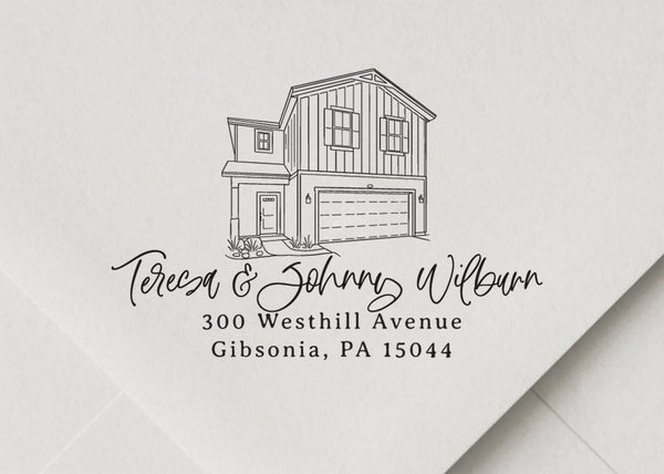 Calligraphy House Portrait Address Stamp