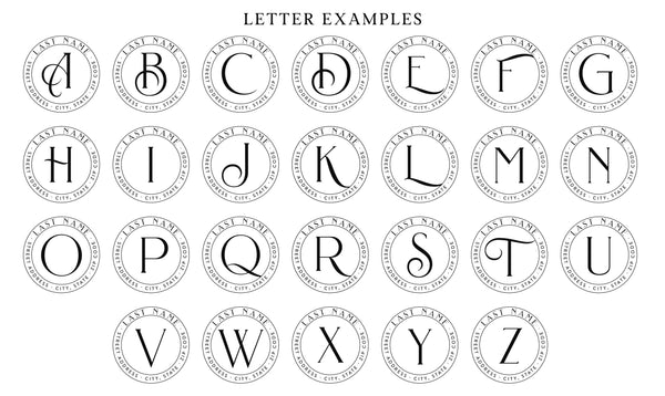 Single Letter Monogram Return Address Stamp