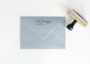 Elegant Script Wedding Return Address Stamp