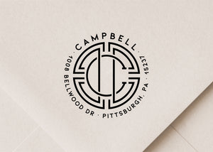 Art Deco Monogram Return Address Stamp