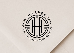 Art Deco Monogram Return Address Stamp