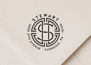 Art Deco Monogram Return Address Stamp