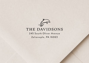 Dolphin Return Address Stamp - Beach and Ocean Theme