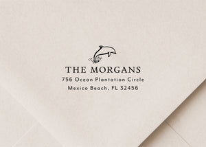 Dolphin Return Address Stamp - Beach and Ocean Theme