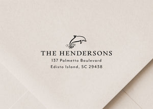 Dolphin Return Address Stamp - Beach and Ocean Theme
