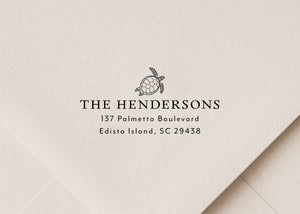 Sea Turtle Return Address Stamp - Nautical Beach Theme