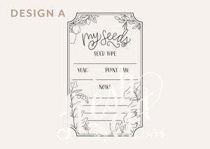 Seed Packet Rubber Stamp with Drawing